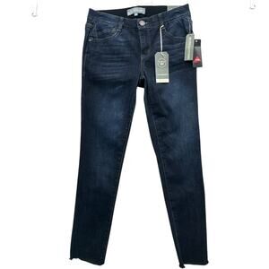 Wit & Wisdom Absolution Skimmer Jeans Women 2 Dark Indigo Raw Hem NWT Stretch
